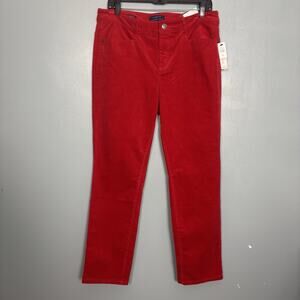 NWT TALBOTS Women’s High Rise Straight Leg Red Corduroy 12P Petite New Imperfect